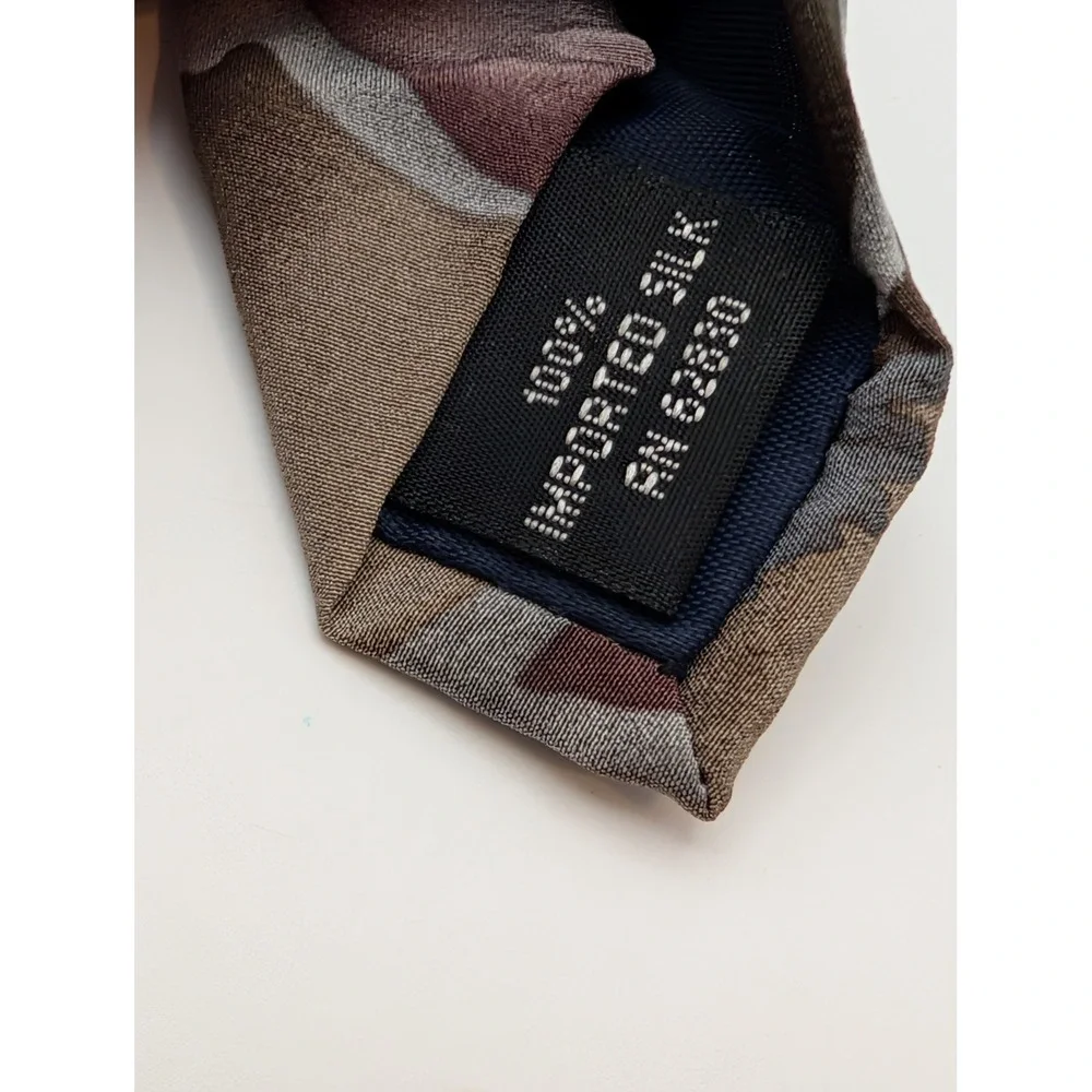 Jerry Garcia Tie Silk USA Abstract Leaf Pattern Brown Blue Gray Men Necktie